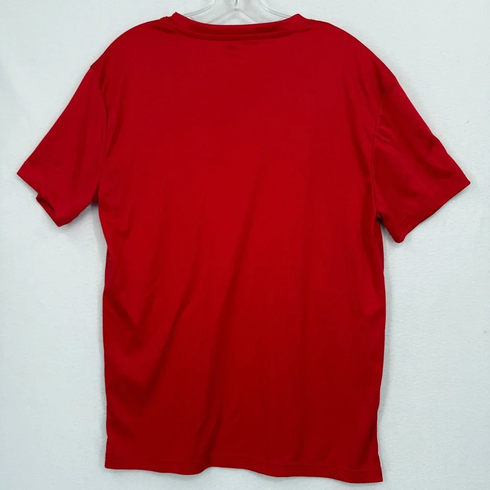 Adidas Graphic T-Shirt Mens Medium Red Gray Performance Logo Short Sleeve Tee